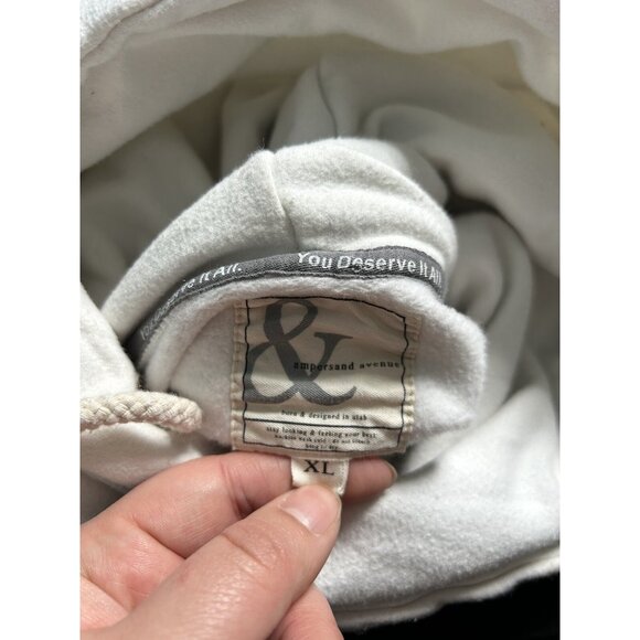 Ampersand Ave Colorblock Hoodie Campground BROWN TAN WHITE Knit Sweatshirt XL - Picture 5 of 7